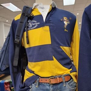 NWT Polo Bear Ralph Lauren Yellow and Blue Rugby